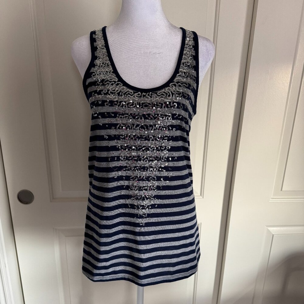 Rivet & Blues Navy Blue Sequined Tank Top, Size Medium